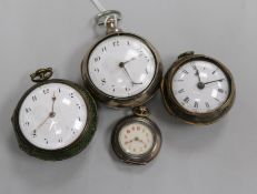 A George III silver pair cased verge pocket watch by Rowton, Cambridge, a mid 18th century