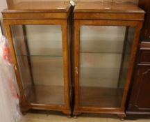 A pair of walnut display cabinets W.53cm