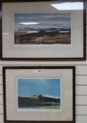 David Young Cameron, two colour prints of Scottish landscapes, signed in pencil 30 x 55cm and 30 x