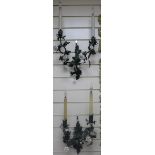 A set of 4 painted metal and porcelain wall lights