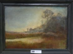 French school, oil, deer in a landscape, 31 x 45cm