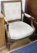 A pair of giltwood fauteuils