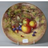 A Royal Worcester cabinet plate painted with fruit by Freeman 27cm