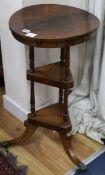 A rosewood 3-tier occasional table width 40cm