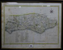 J. Cary, a map of Sussex, 35 x 50.5cm and a similar smaller map by Cary