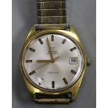 A gentleman's steel and gold plated Omega automatic wrist watch.