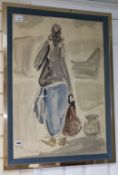 S. Holfmann, two watercolours, standing figure and landscape, indistinctly signed and dated '69 69 x