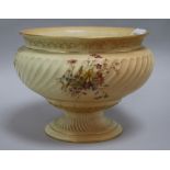 Royal Worcester blush bowl decorated with flowers. height 16cm