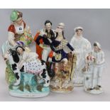 Six Staffordshire figures