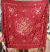 A Chinese silk table cloth