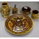 A group of Mary Wondrausch (1923-2016) slipware, including a charger, 36cm