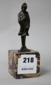 A small bronze figure of Mephistopheles, on marble plinth 14.5cm