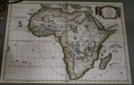 Nicholas Sanson, coloured copper plate Map of Ancient Africa, dated 1667, label verso for The Map