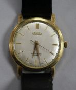 A gentleman's 14ct gold Roamer manual wind dress wrist watch.