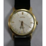 A gentleman's 14ct gold Roamer manual wind dress wrist watch.