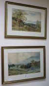 John T. Gallon, two watercolours, open landscapes, signed, 30 x 49cm