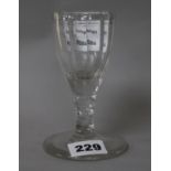 An early 19th century facet stem cut cordial glass 12cm