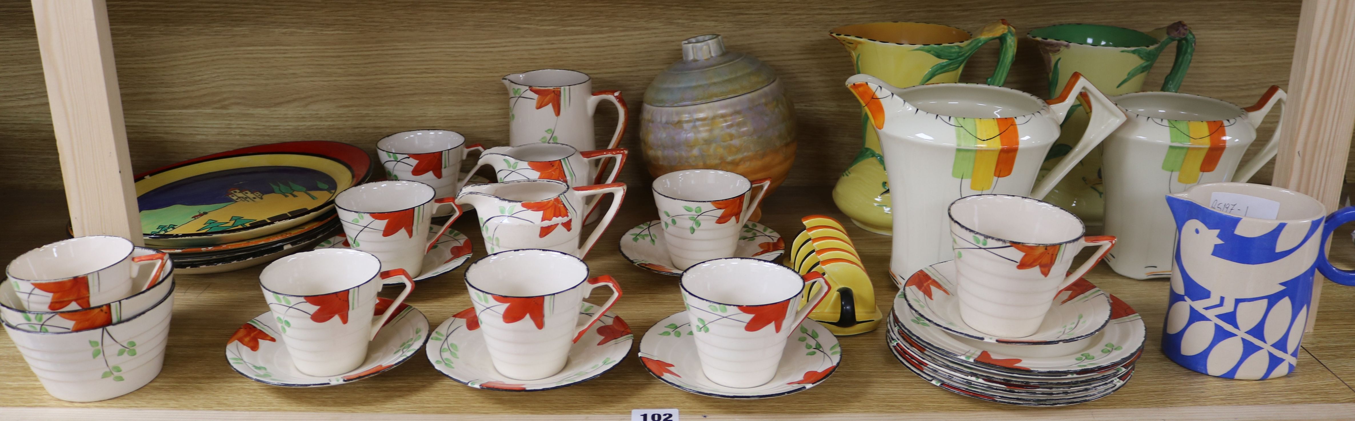 A collection of assorted 1930's ceramics including Carltonware and Burleighware