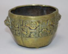 A Chinese bronze censer, with banded decoration width 13cm