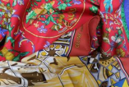 A boxed Hermes silk scarf and a Celine silk scarf