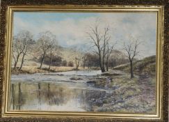 John Dean (b. 1930), oil on canvas, River landscapes, a pair, signed, 45 x 65.5cm