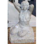 A carved white marble figure of a lady, H.48cm