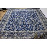 A Kashan blue ground carpet 294 x 294cm