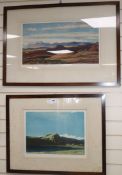 David Young Cameron, two colour prints of Scottish landscapes, signed in pencil 30 x 55cm and 30 x