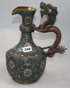 A Chinese cloisonne enamel and gilt bronze dragon handled ewer 29cm.