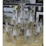 A 20th century cut and moulded glass chandelier, with beaded drops diameter 63cm drop 48cm