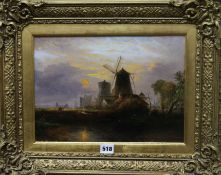 L M Ball, oil on canvas, Dutch landscape signed, 25 x 35cm