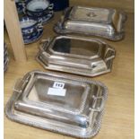 Three silver plated entree dishes