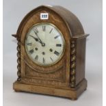 An Edwardian oak eight day striking and chiming mantel clock, in lancet case height 33cm