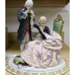 A Capodimonte group of lovers, 14in.From the estate of the late Sheila Farebrother.
