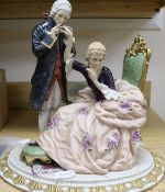 A Capodimonte group of lovers, 14in.From the estate of the late Sheila Farebrother.
