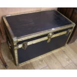 A leather bound trunk W.89cm