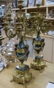 A pair of bronze and marble six branch candelabra height 61cm