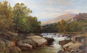 Alfred Augustus Glendening, oil on board, river landscape, initialled, 14 x 24cm