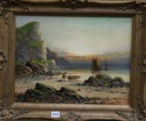 Frank Hider (1861-1933), oil on canvas, beach scene signed, 34 x 44cm