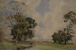 Percy Lancaster (1878-1951)watercolourSummer landscape with haycart on a stone bridgesigned33 x 49.