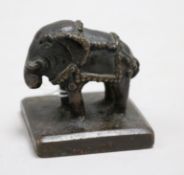 A 19th century bronze 'Elephant' seal 6cm.