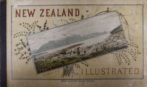 Wakefield, Edward Jerningham - New Zealand Illustrated, oblong folio, front cover with chromolitho