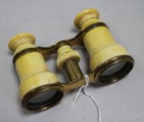 A pair of ivory opera glasses, cased