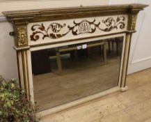 A Regency style gilt and cream painted overmantel mirror W.126cm