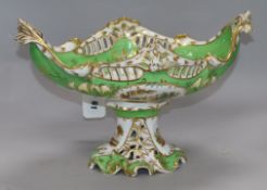 A Staffordshire shaped footed bowl with landscape decoration height 24 width 36cm