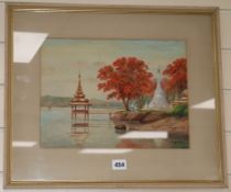 M.T. Hla (U Tun Hla) (1874-1946)watercolourView of a Burmese templesigned25 x 33cm