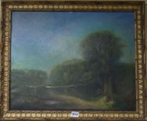 French School, oil on canvas, woodland scene, 44 x 54cm