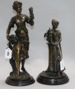 Two bronzed figures height 44cm