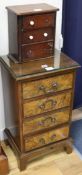 A miniature Victorian mahogany chest, fitted three small drawers and a walnut bedside chest,