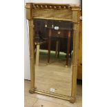 A Regency gilt pier glass, with cluster column pilasters W.50cm (a.f.)